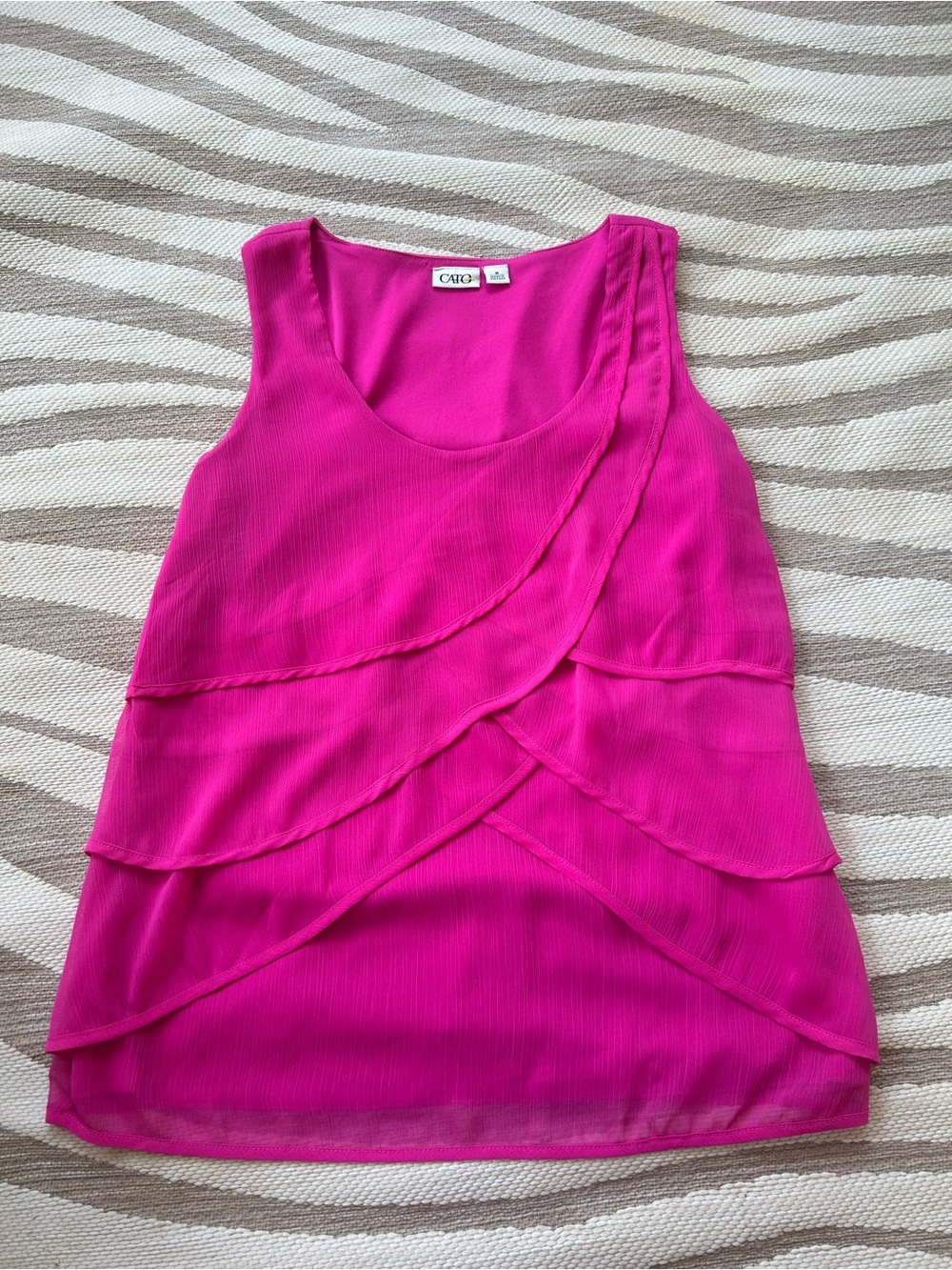 Cato Hot Pink Layered Ruffle Sleeveless Top - Medium
